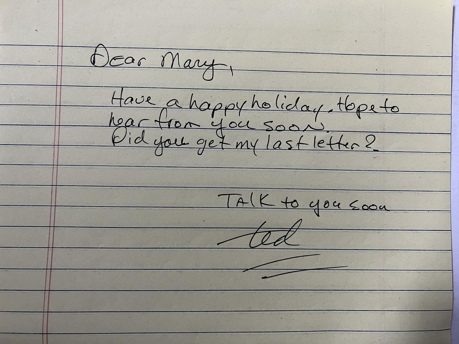 Ted Bundy Handwritten Note! (1 of 1)