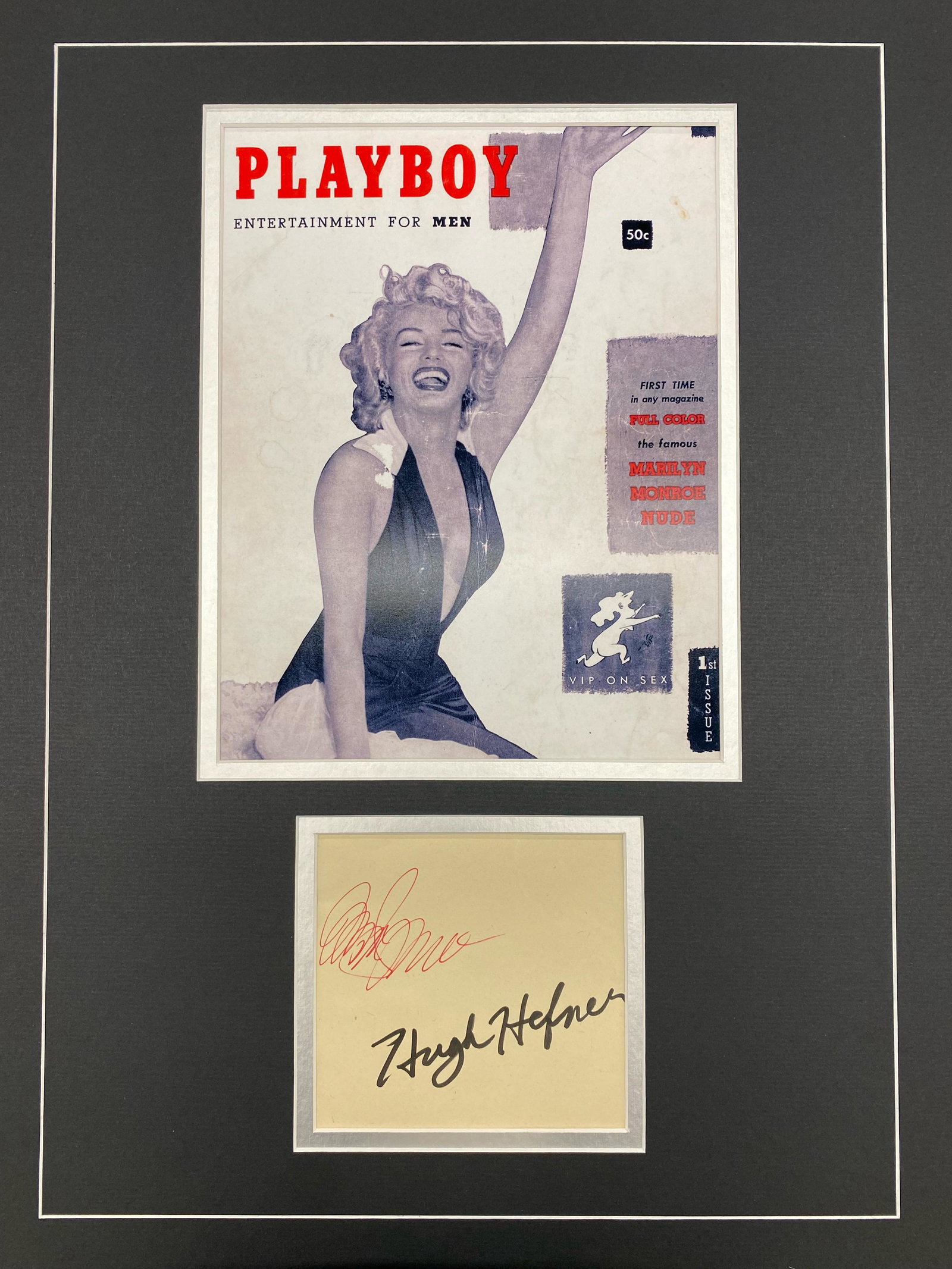 Marilyn Monroe Hugh Hefner Autographed Display (1 of 1)