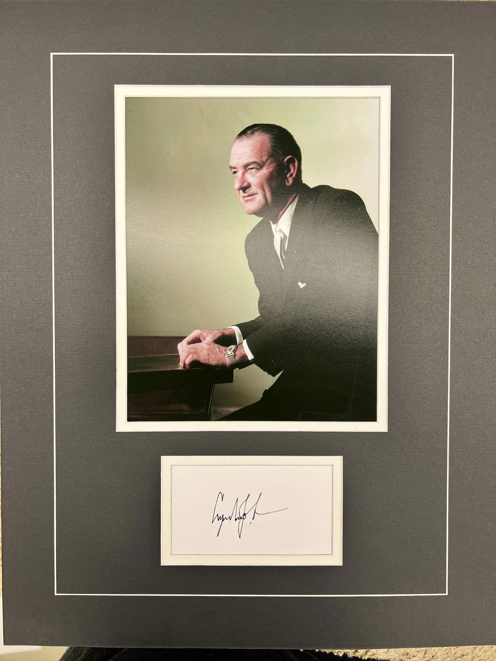 Lyndon B. Johnson Autographed Display (1 of 1)