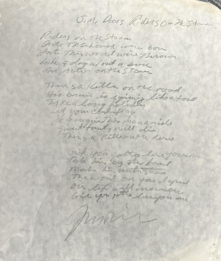 Jim Morrison Autographed Hand Written Lyrics (1 of 1)