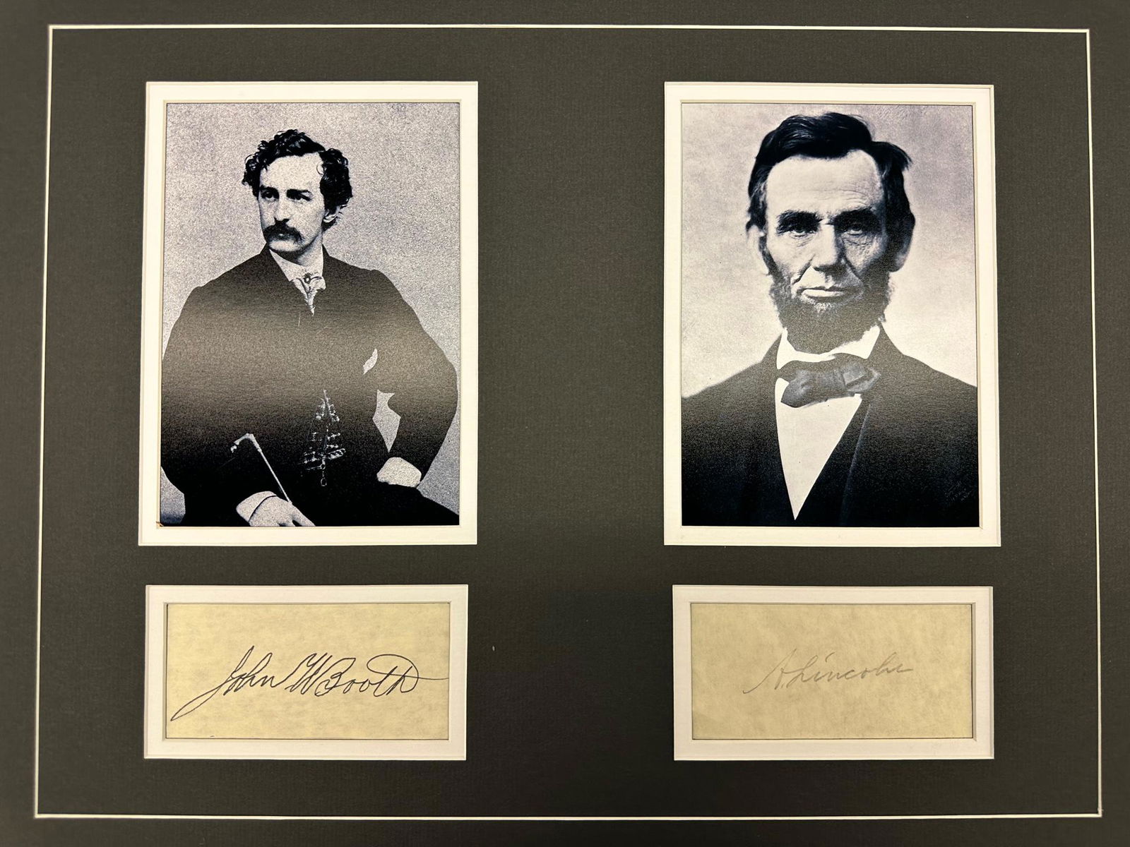 Abraham Lincoln John Wilkes Booth Autographed Display (1 of 1)