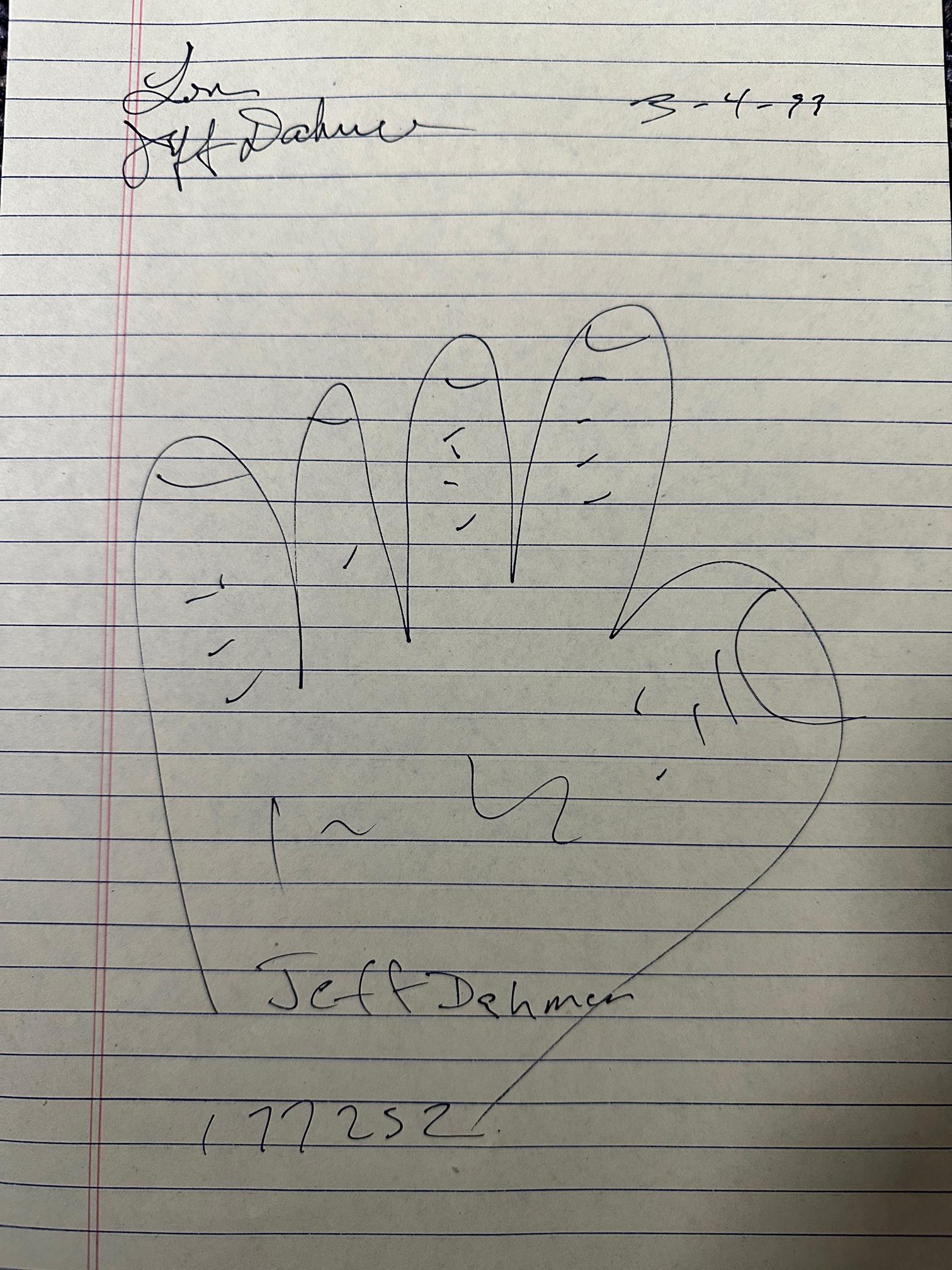 Jeffrey Dahmer Autographed Hand Print (1 of 1)
