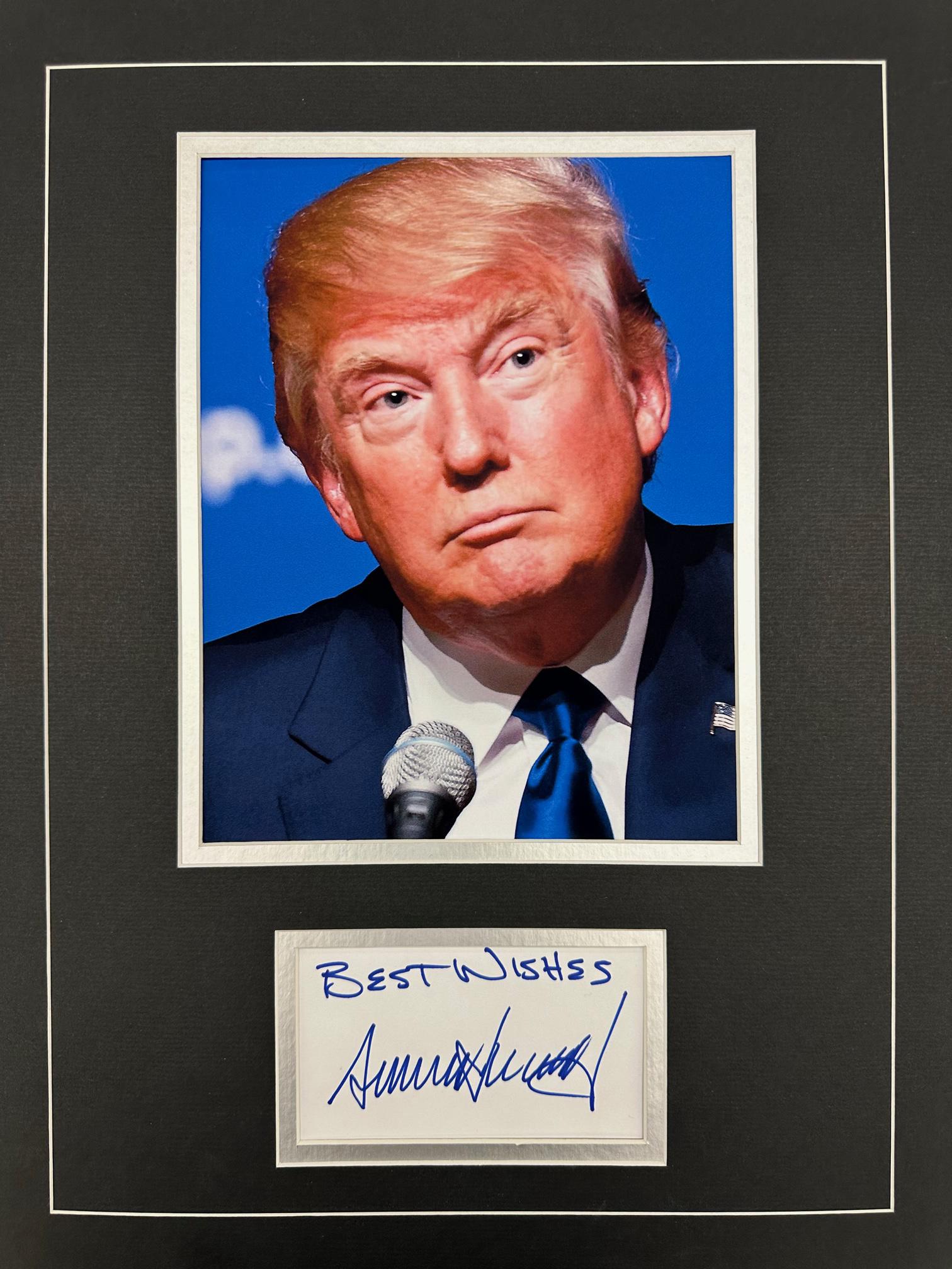 Donald Trump Autographed Display: Displays are not framed, and can be framed for a cost. Framed items will state they are framed in the name of the item. All signed items come with a COA from ICZ AUCTIONS. Ask any and all questions BE