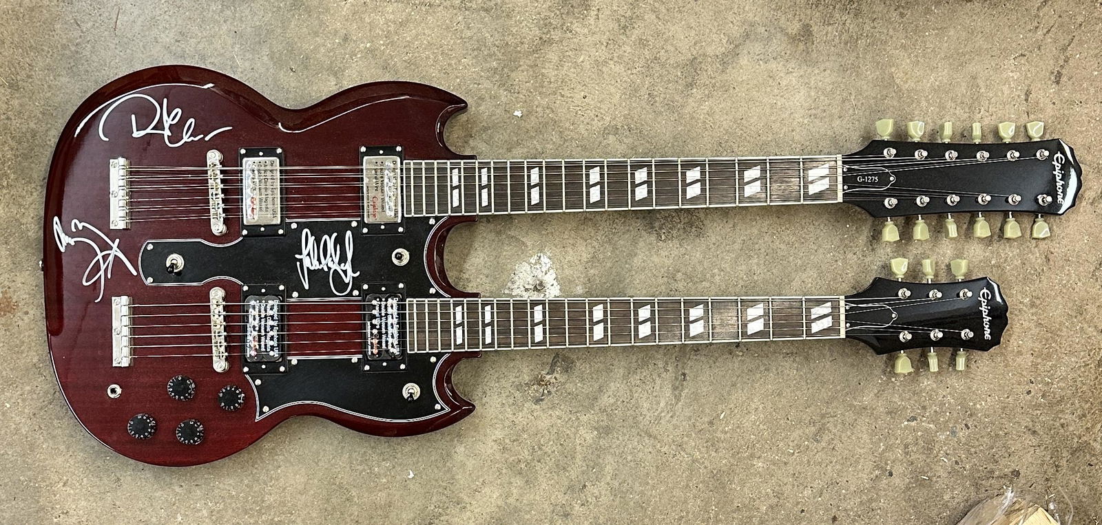 Led Zeppelin Autographed Double NECK Guitar PAGE PLANT JONES (1 of 1)