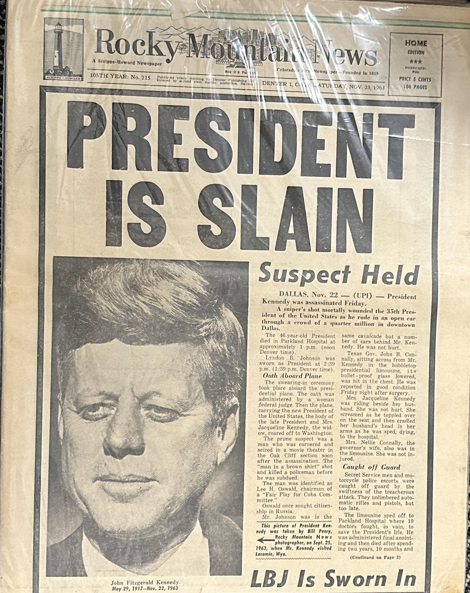 John F. Kennedy Newspaper (1 of 1)