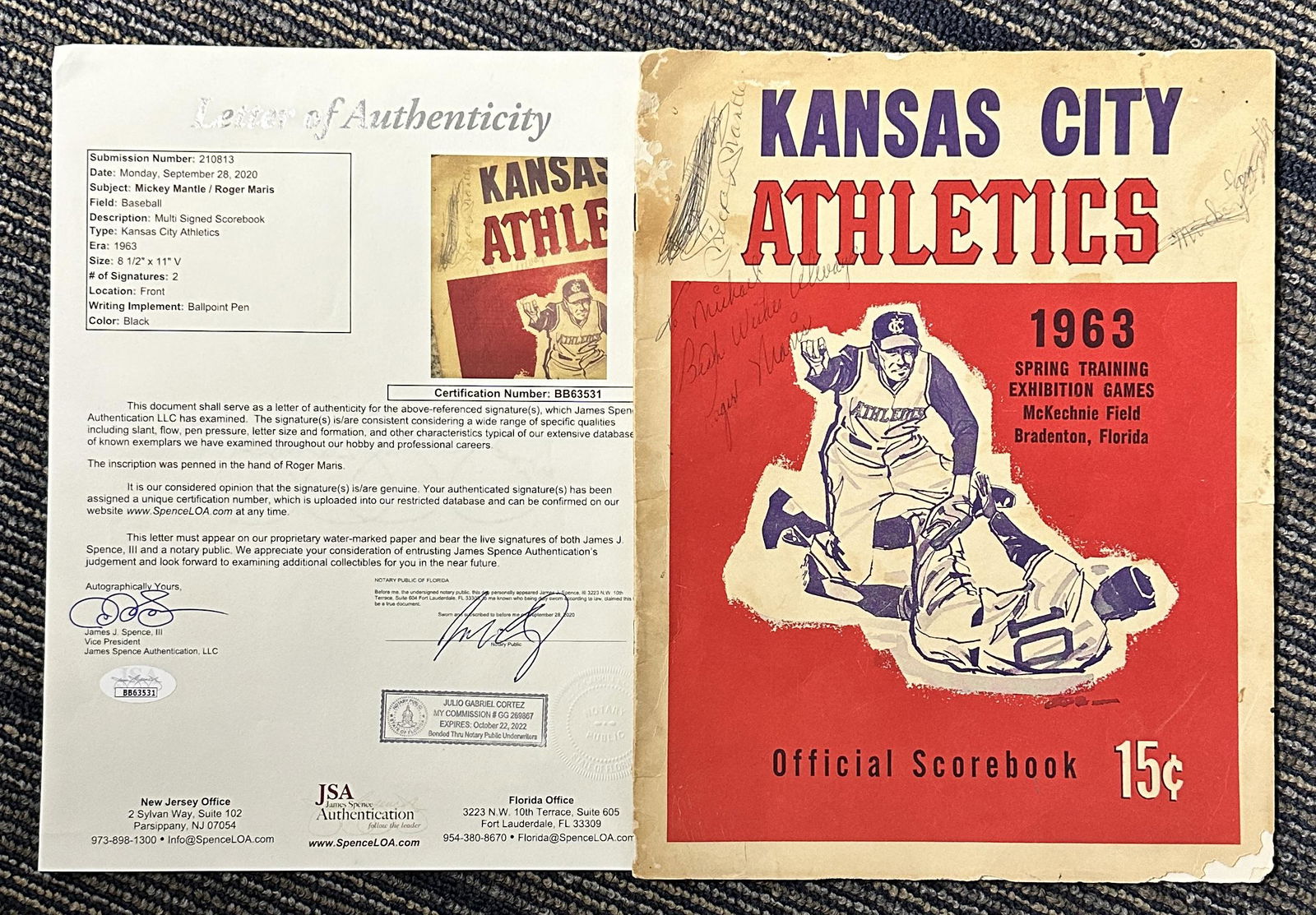 Mickey Mantle Roger Maris Autographed Progam (1 of 1)