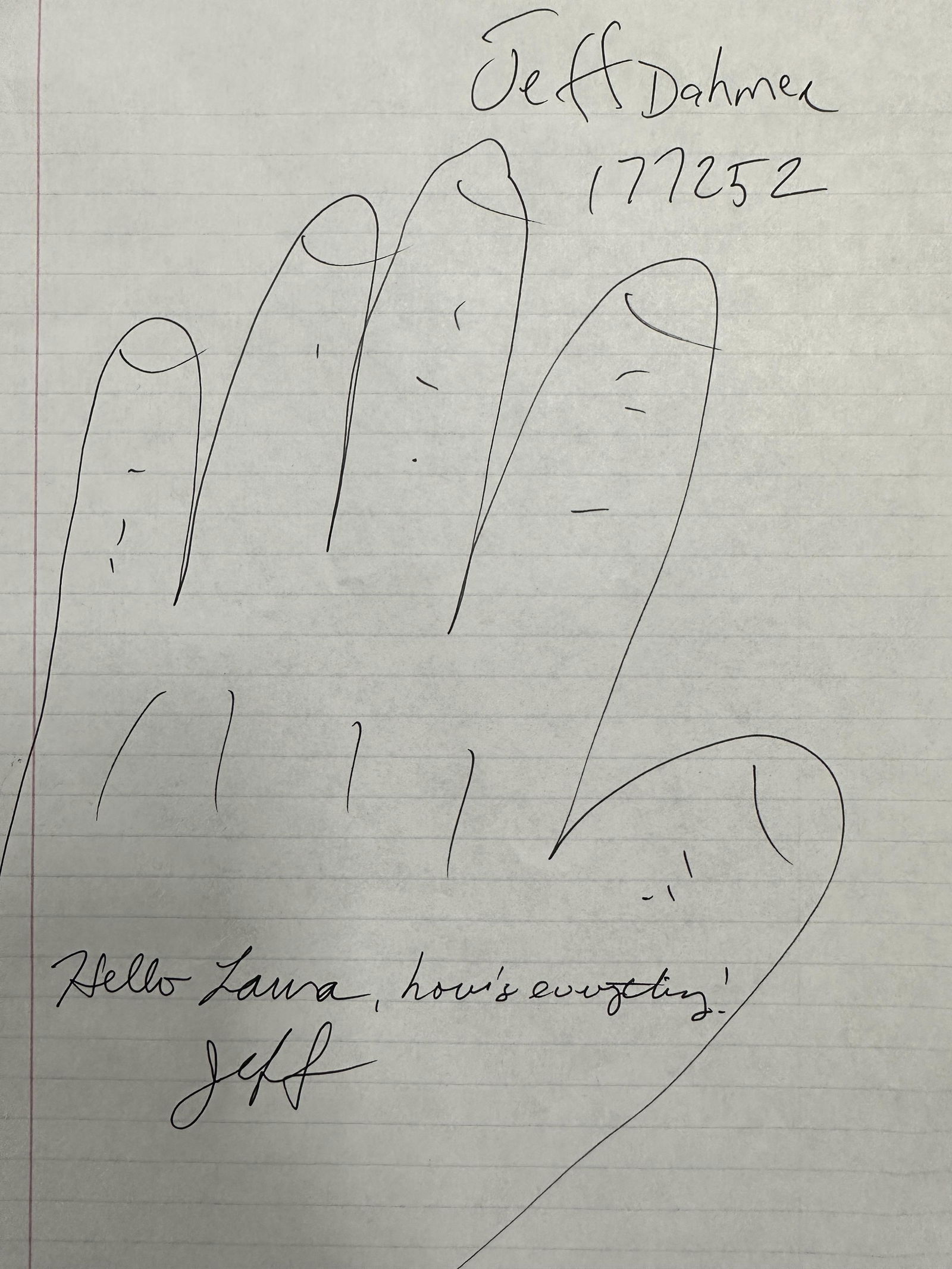 Jeffrey Dahmer Autographed Handprint (1 of 1)
