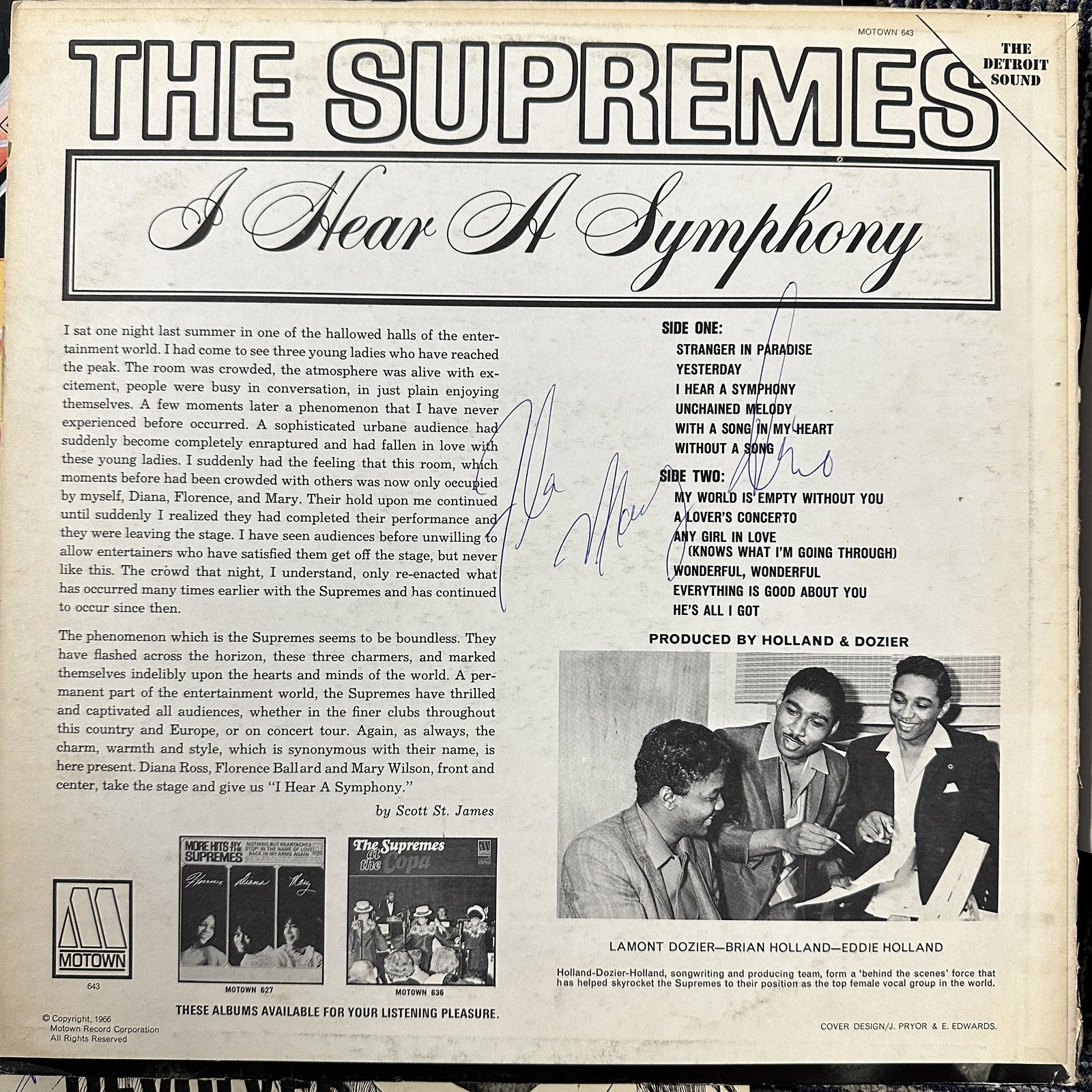 The Supremes Autographed ALBUM: We try to describe and detail every lot as accurate as possible. Ask any and all questions before bidding not after. You can email us support@iczauctions.com Phone 410-588-9164 or via text 410-588-916