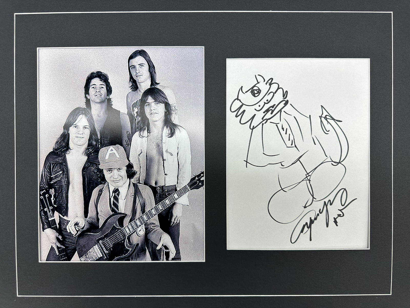 Angus Young Autographed Devil Sketch Display (1 of 1)