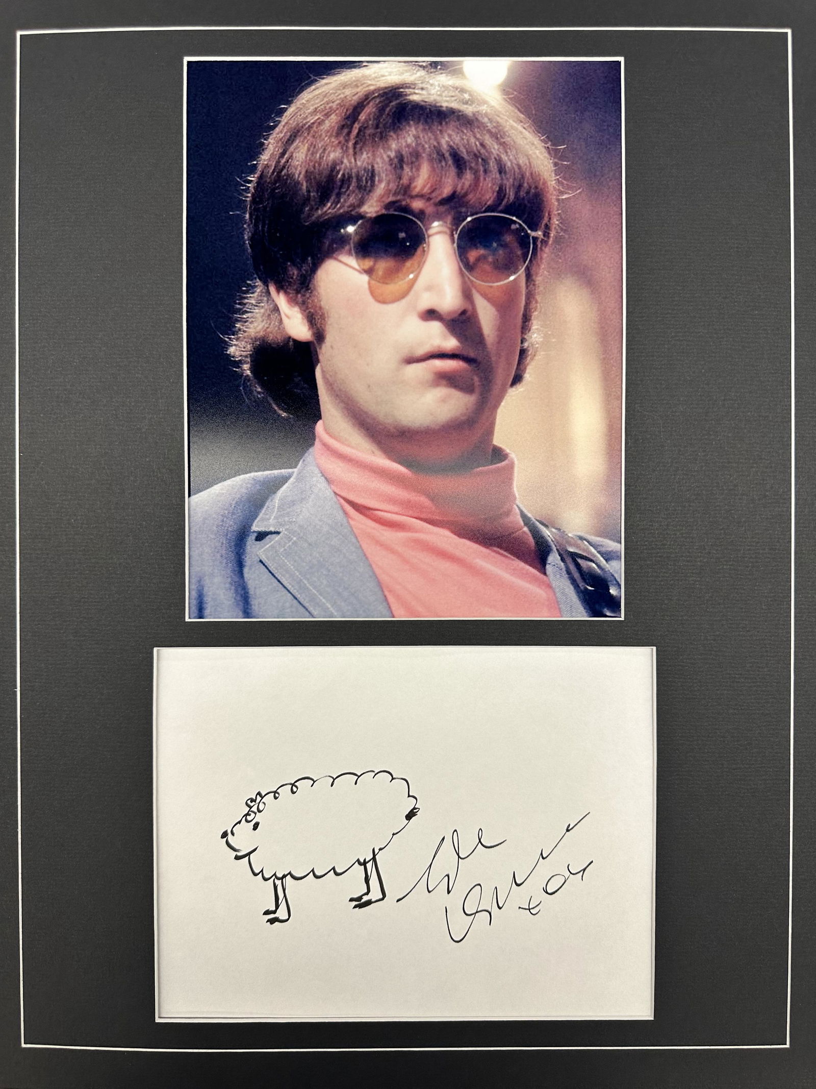 John Lennon Autographed Hand Drawn Sketch (1 of 1)
