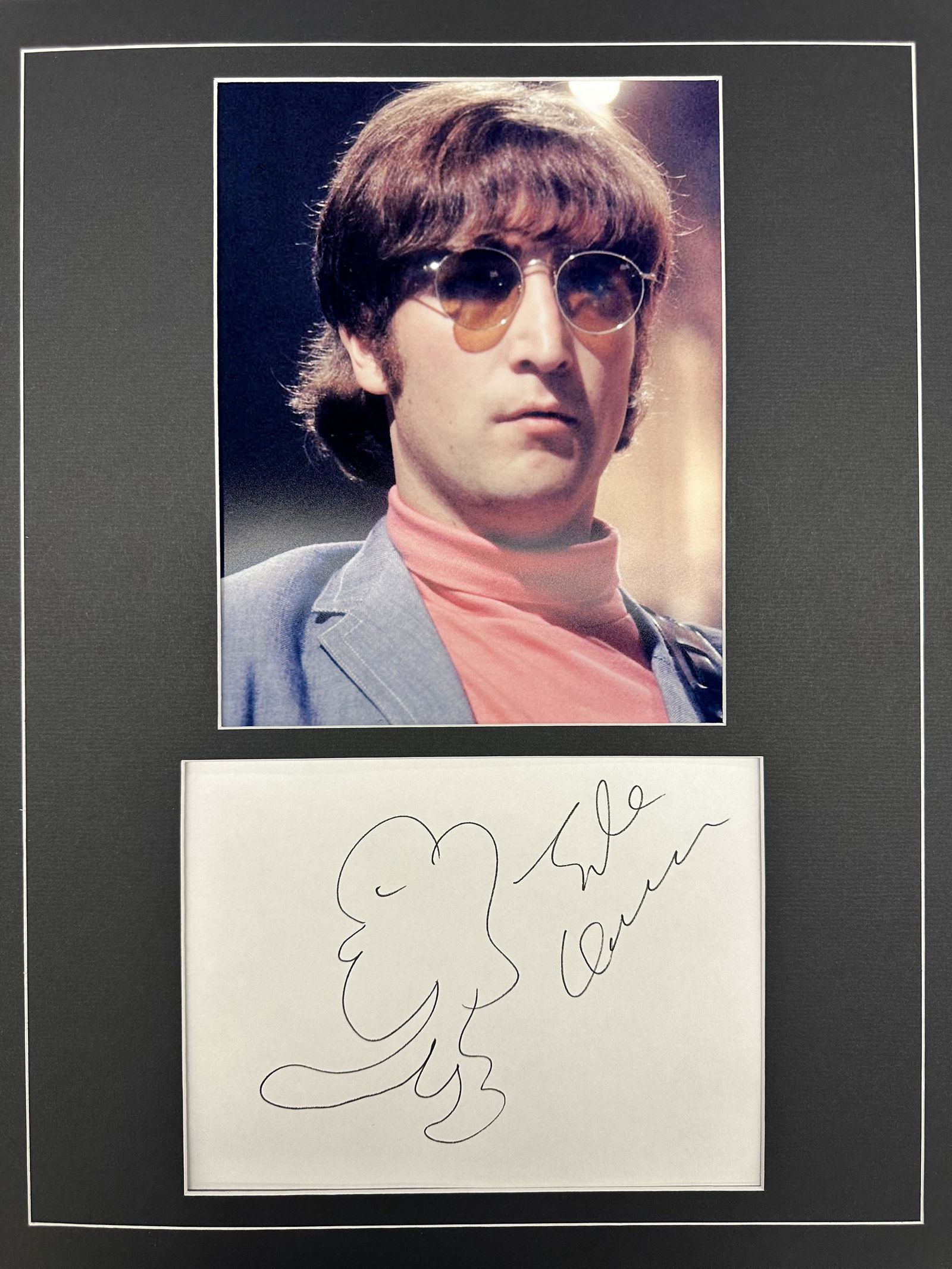 John Lennon Autographed Hand Drawn Sketch (1 of 1)