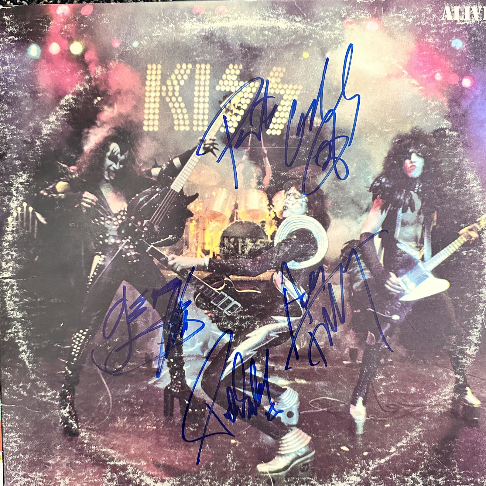 Kiss Autographed Album GENE PAUL ACE PETER: Displays are not framed, and can be framed for a cost. Framed items will state they are framed in the name of the item. All signed items come with a COA. Ask any and all questions BEFORE bidding. Sign