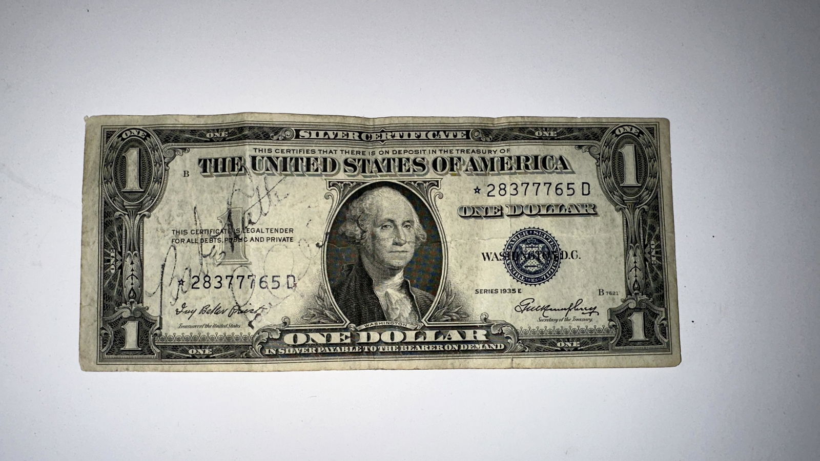 Babe Ruth And Lou Gehrig Autographed Silver Certificate (1 of 1)