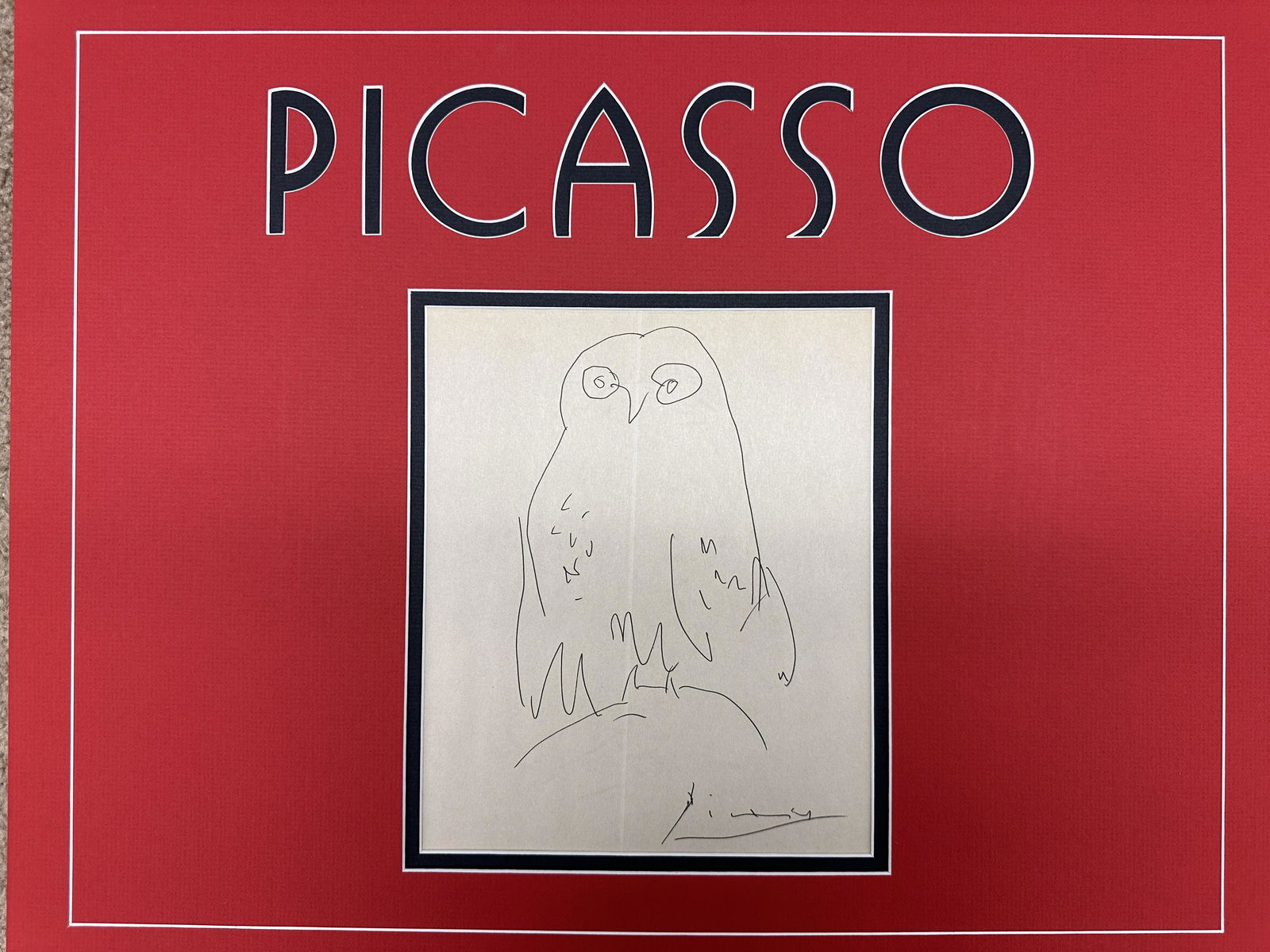 Pablo Picasso Autographed Sketch Display (1 of 1)