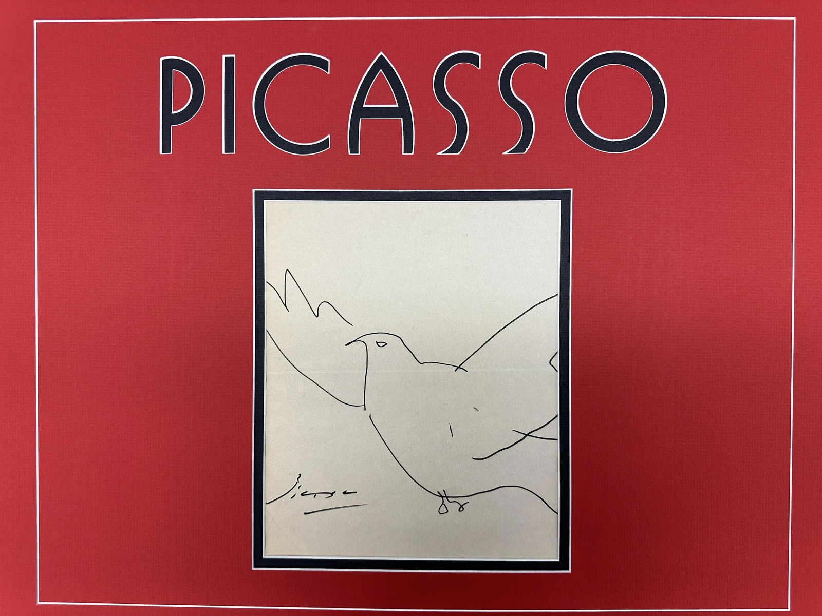 Pablo Picasso Autographed Sketch Display (1 of 1)