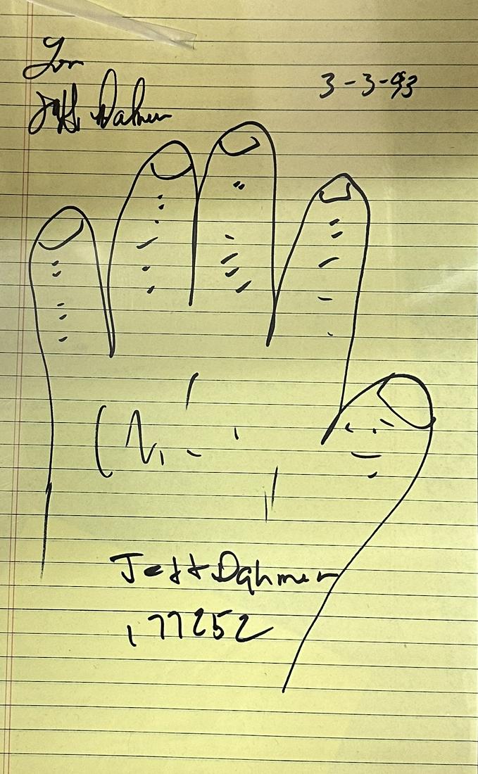 Jeffrey Dahmer Autographed HandPrint (1 of 1)