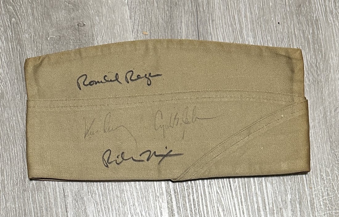 Vintage Military Hat Autographed By JFK LBJ REAGAN (1 of 1)