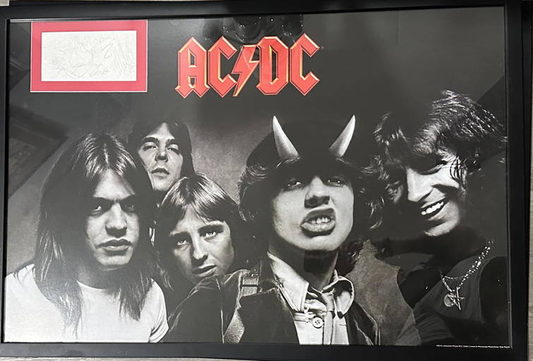 Ac/dc Autographed Bon Scott Era Display