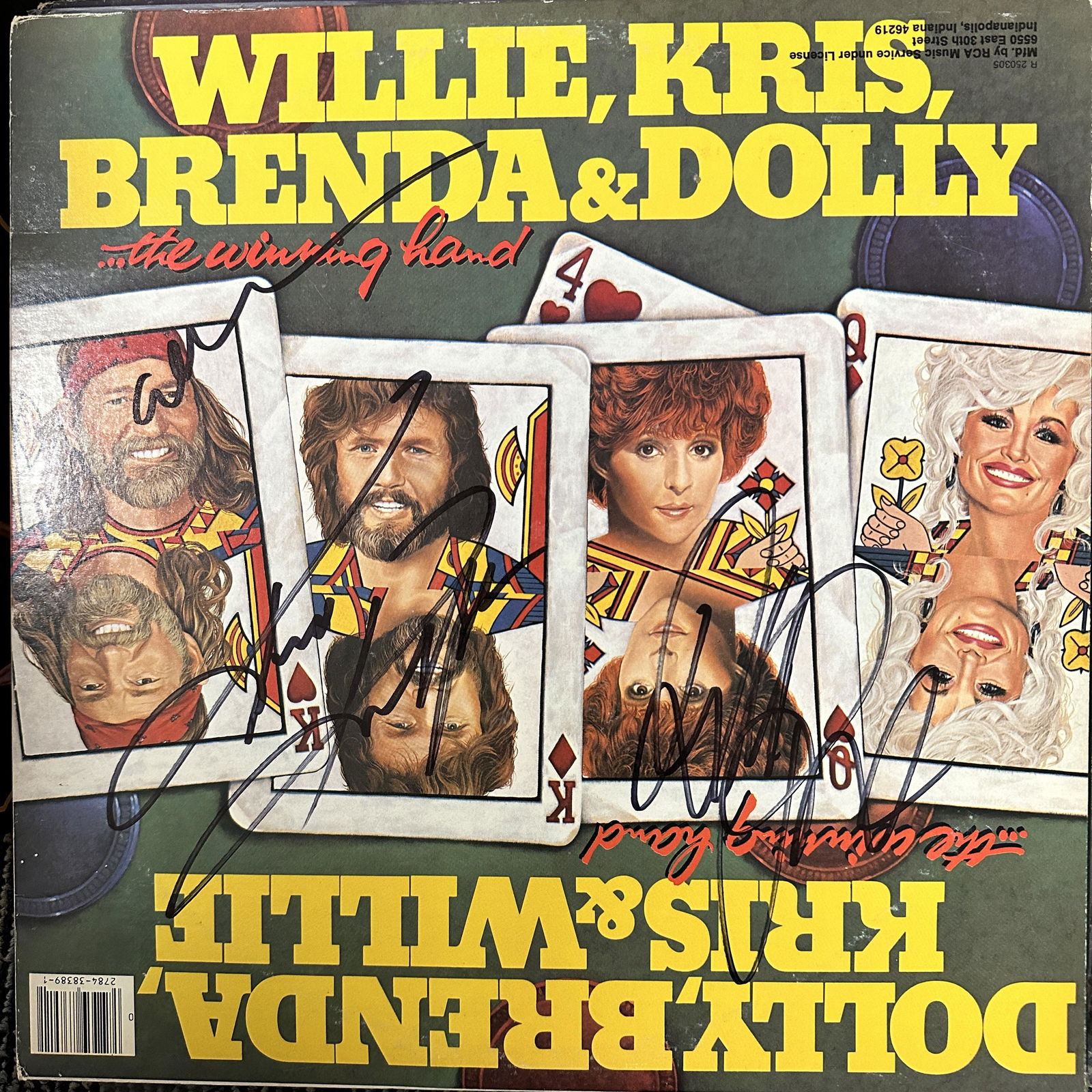 Willie Nelson Kris Kristofferson Dolly Parton Autographed Album (1 of 1)