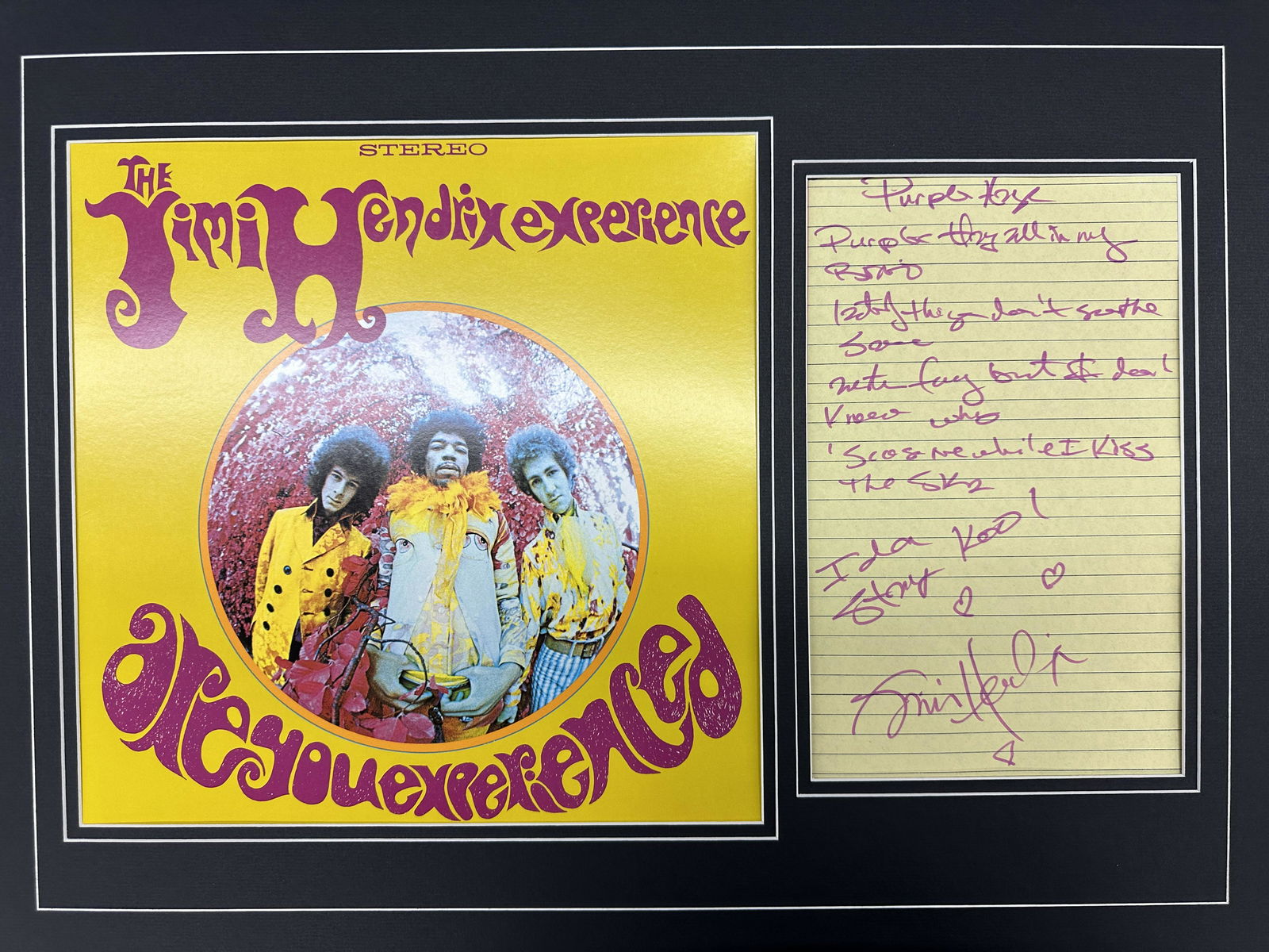 Jimi Hendrix Autographed Handwritten Lyrics (1 of 1)