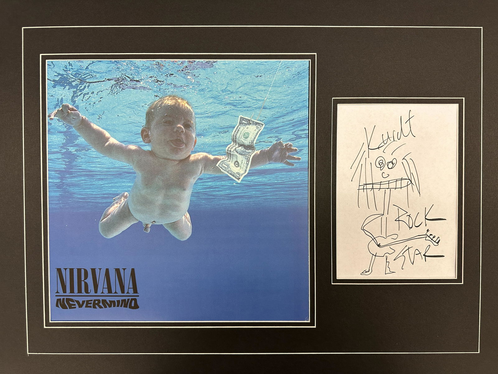 Kurt Cobain Autographed Hand Drawn Rock Star Sketch (1 of 1)