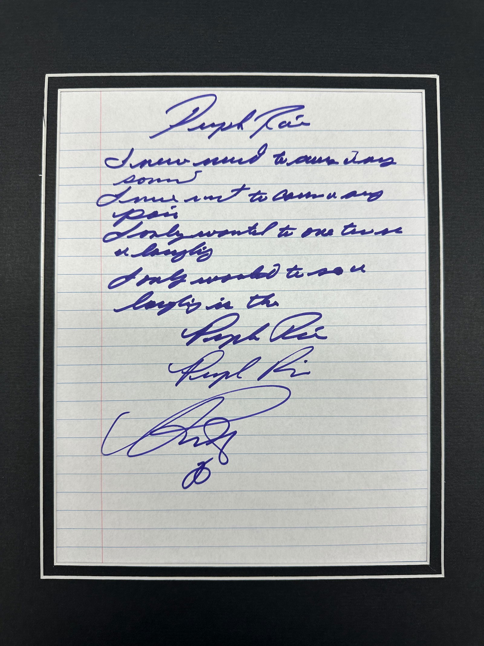 Prince Purple Rain Hand Written Lyrics Framed (1 of 1)