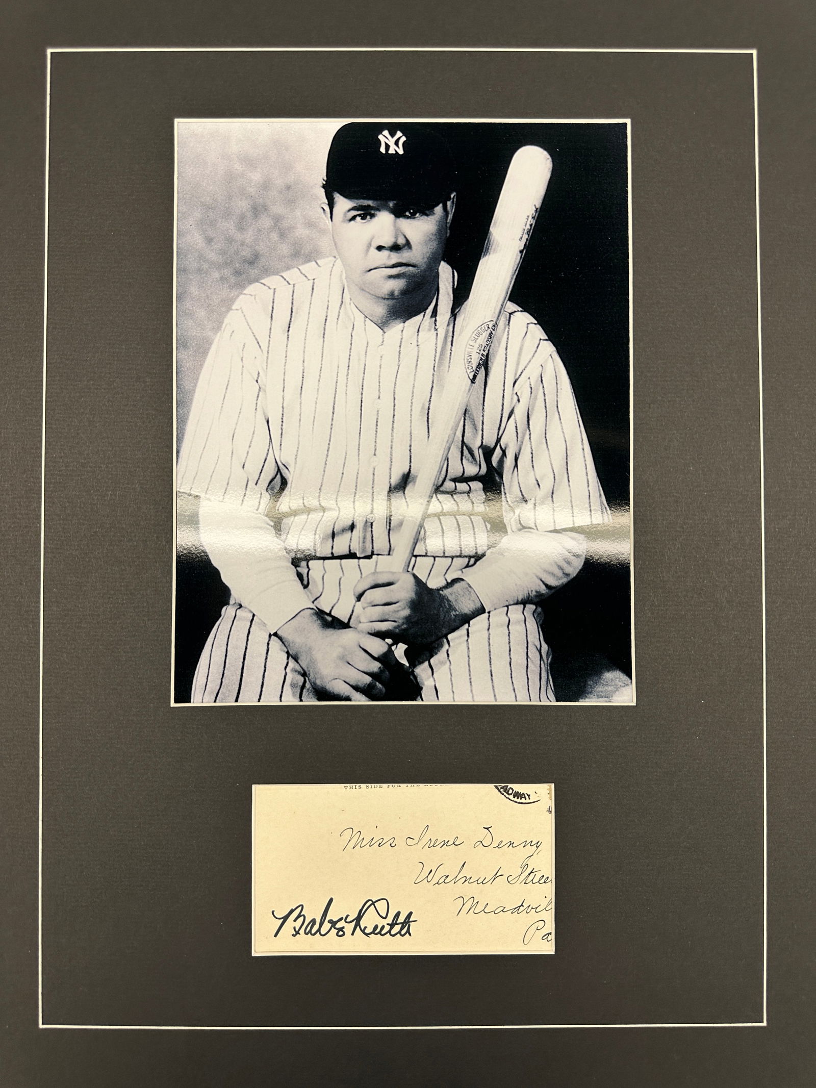 Babe Ruth Autographed Display: Displays are not framed, and can be framed for a cost. Framed items will state they are framed in the name of the item. All signed items come with a COA. Ask any and all questions BEFORE bidding. Sign