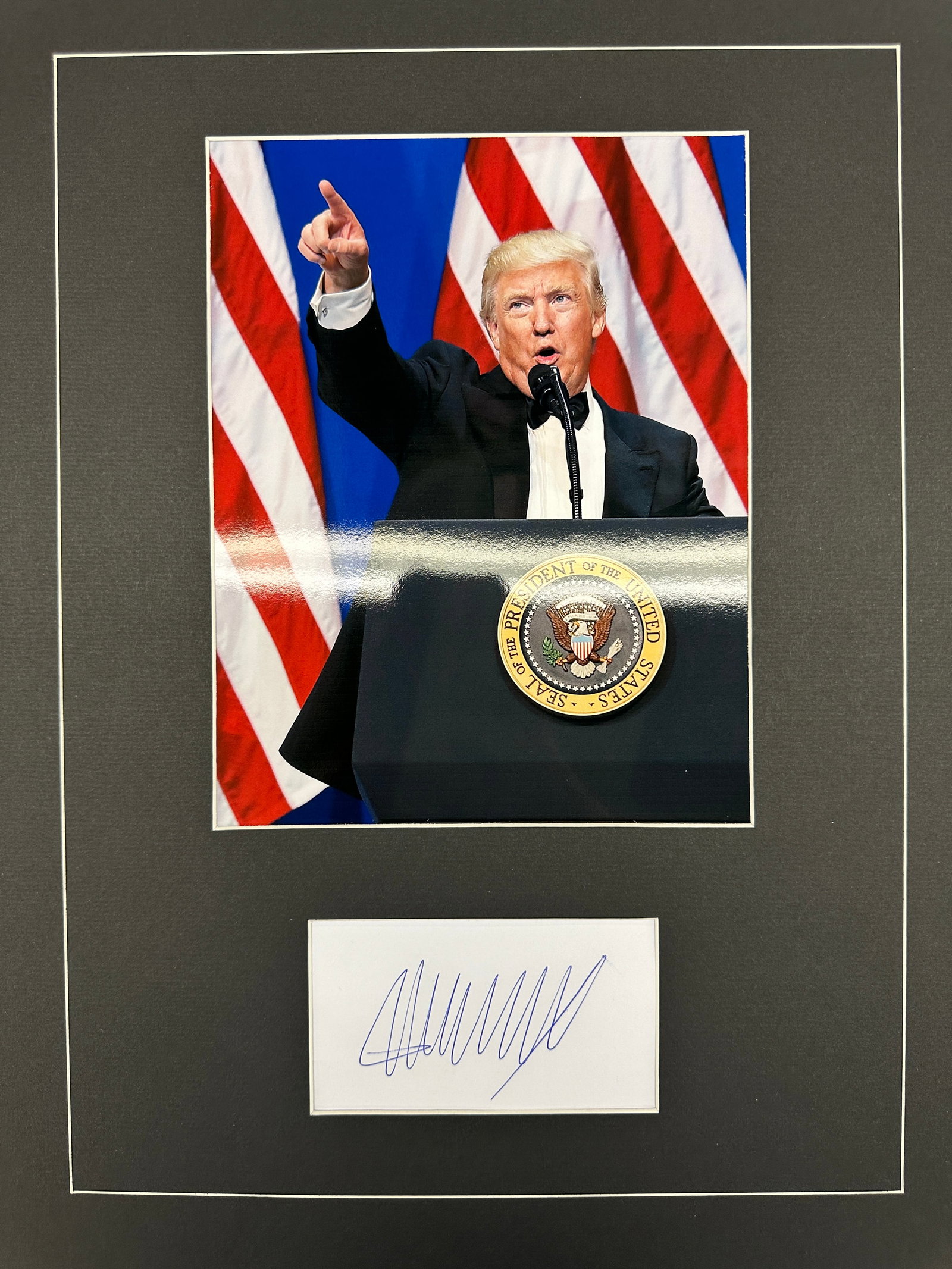 Donald Trump Autographed Display: Displays are not framed, and can be framed for a cost. Framed items will state they are framed in the name of the item. All signed items come with a COA. Ask any and all questions BEFORE bidding. Sign