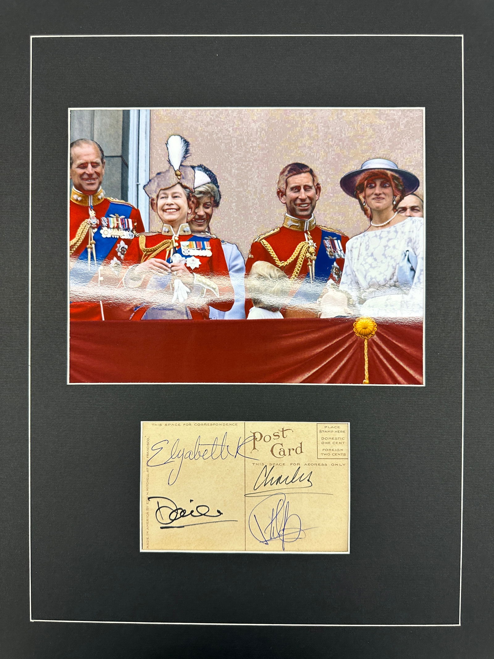 Queen Elizabeth Prince Charles Philip Diana Autographed Display (1 of 1)