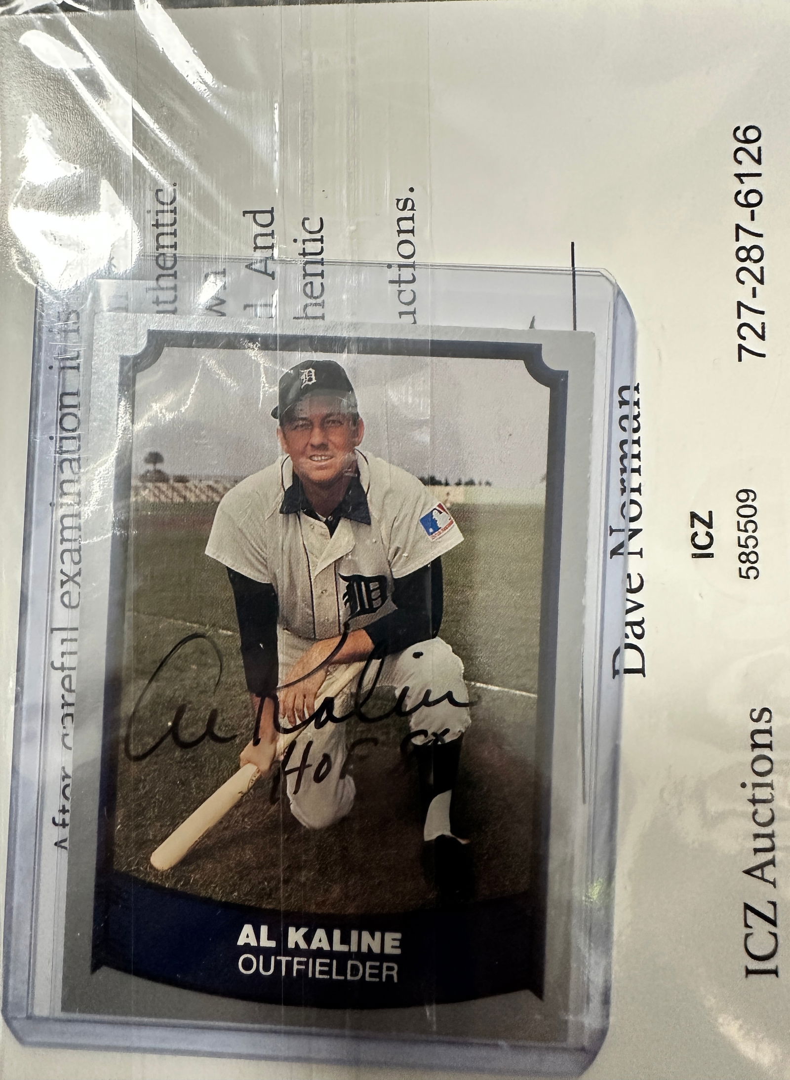 Al Kaline Autographed Card (1 of 1)