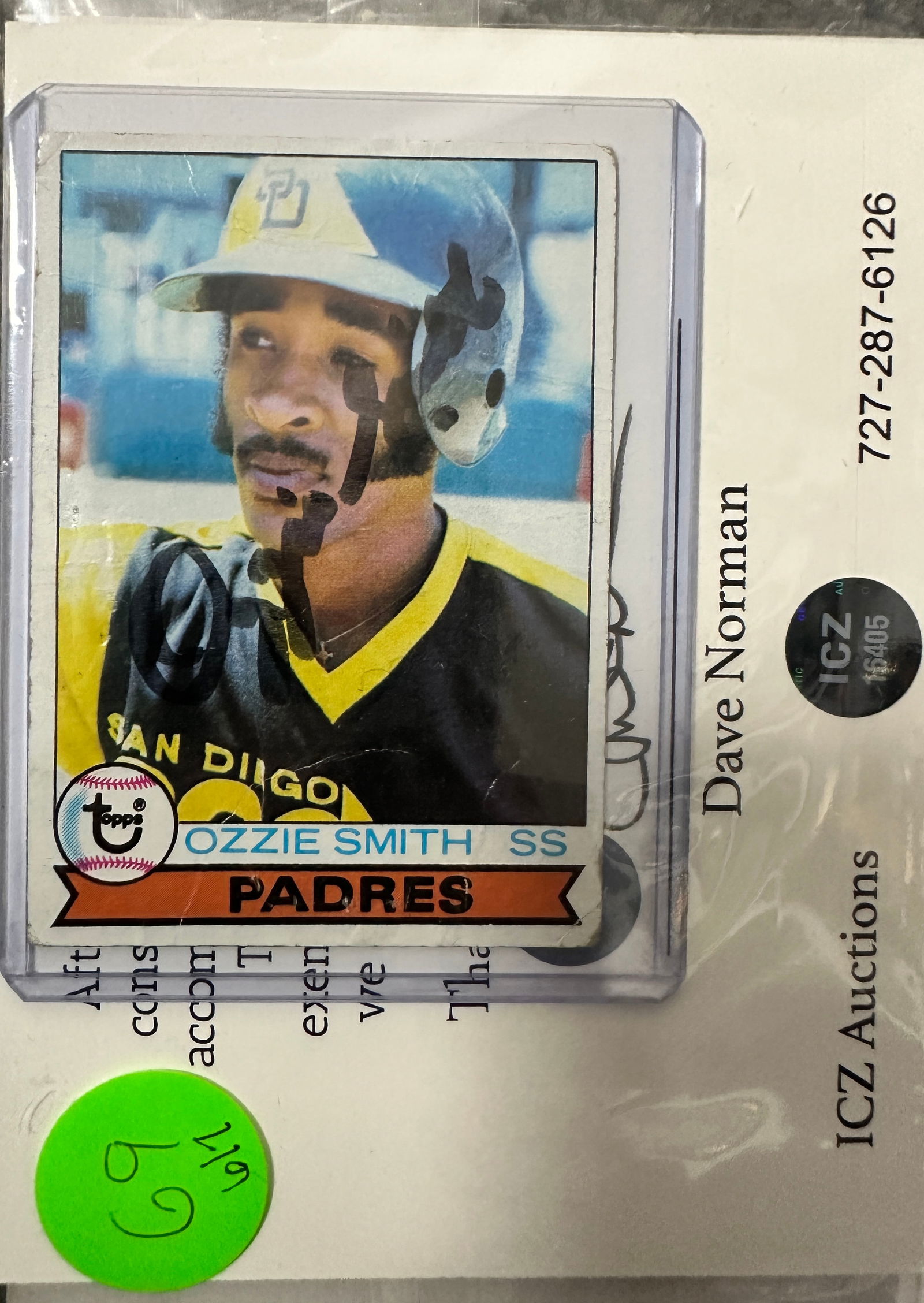 Ozzie Smith Autographed 1979 Topps Rookie (1 of 1)