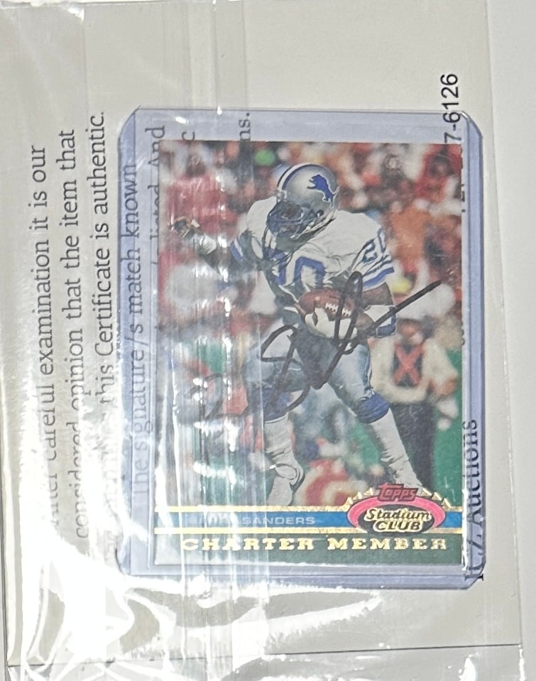 Barry Sanders Autographed Card: Displays are not framed, and can be framed for a cost. Framed items will state they are framed in the name of the item. All signed items come with a COA. Ask any and all questions BEFORE bidding. Sign