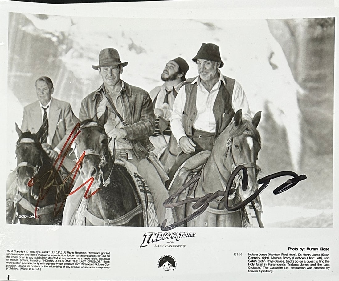 Harrison Ford Sean Connery Autographed 8X10 (1 of 1)