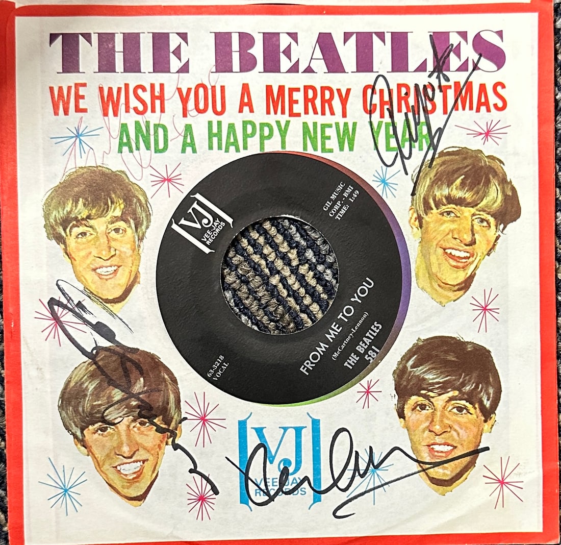The Beatles Autographed 7" XMAS Single All 4 (1 of 1)