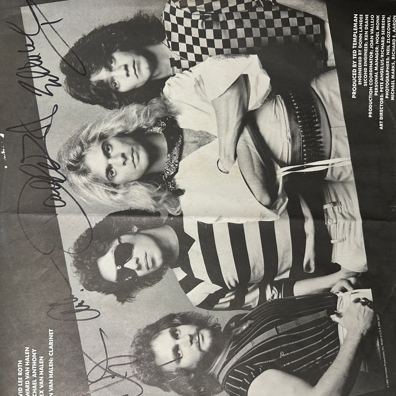 Van Halen Autographed ALBUM INSERT (1 of 1)