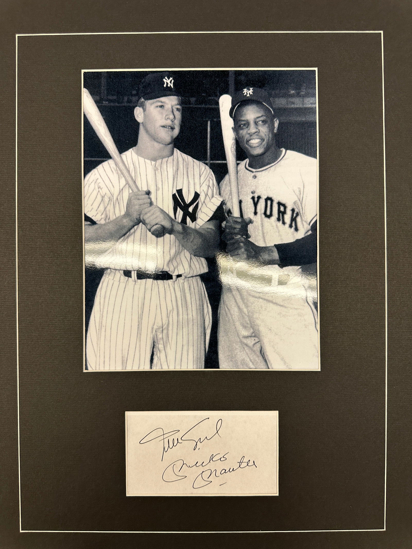Willie Mays Mickey Mantle Autographed Display (1 of 1)