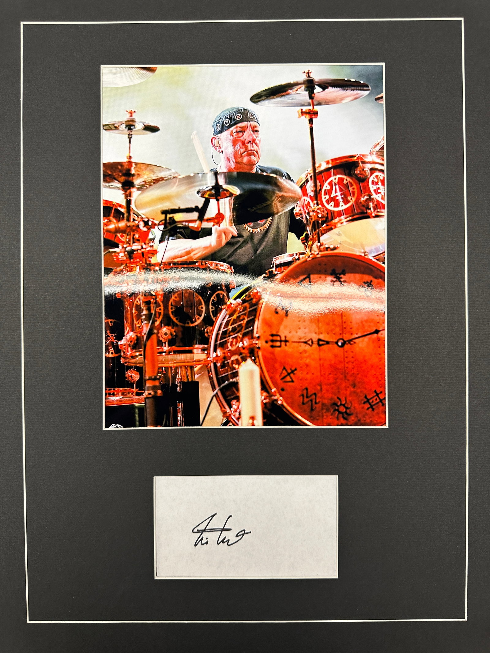 Neil Peart AUTOGRAPHED Display: Displays are not framed, and can be framed for a cost. Framed items will state they are framed in the name of the item. All signed items come with a COA. Ask any and all questions BEFORE bidding. Sign