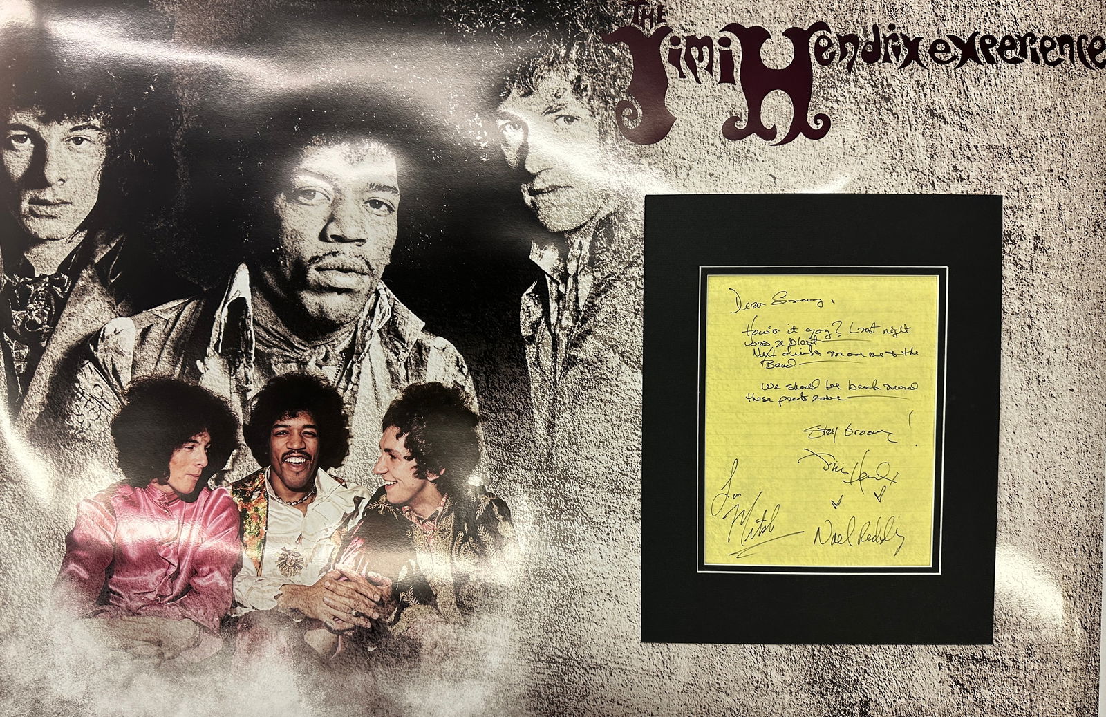 Jimi Hendrix EXP Autographed HandWritten Note! 24X36 Display (1 of 1)