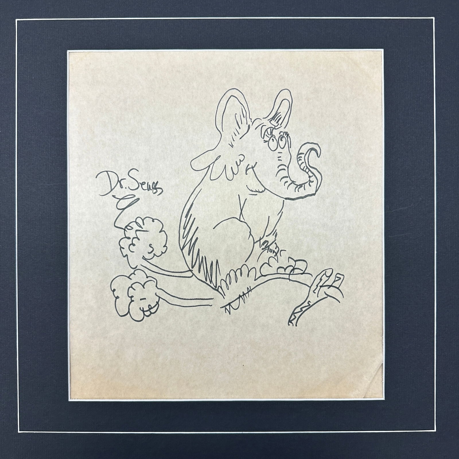 Dr.Seuss AUTOGRAPHED Display Handwritten Sketch (1 of 1)
