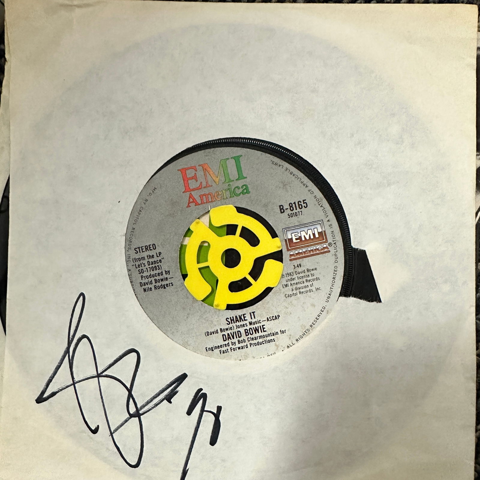 David Bowie Autographed ALBUM 7" Single (1 of 2)