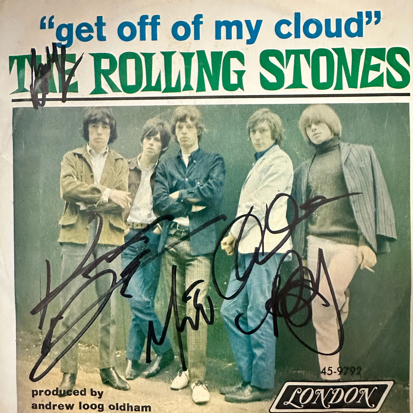 The Rolling Stones Autographed Album Brian Jones Era 7" Single (1 of 2)