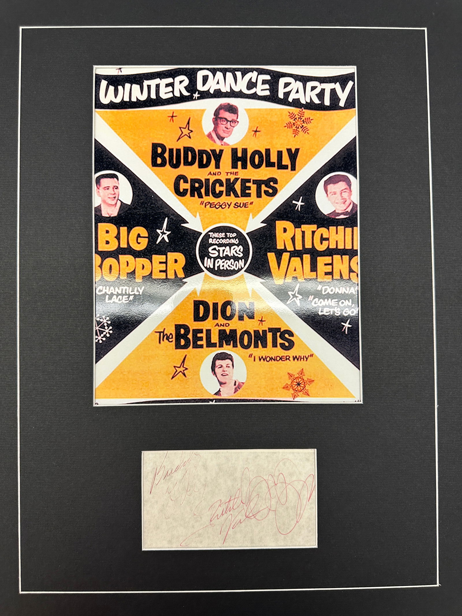 Buddy Holly , Big Bopper , Ritchie Valens Autographed Display (1 of 1)