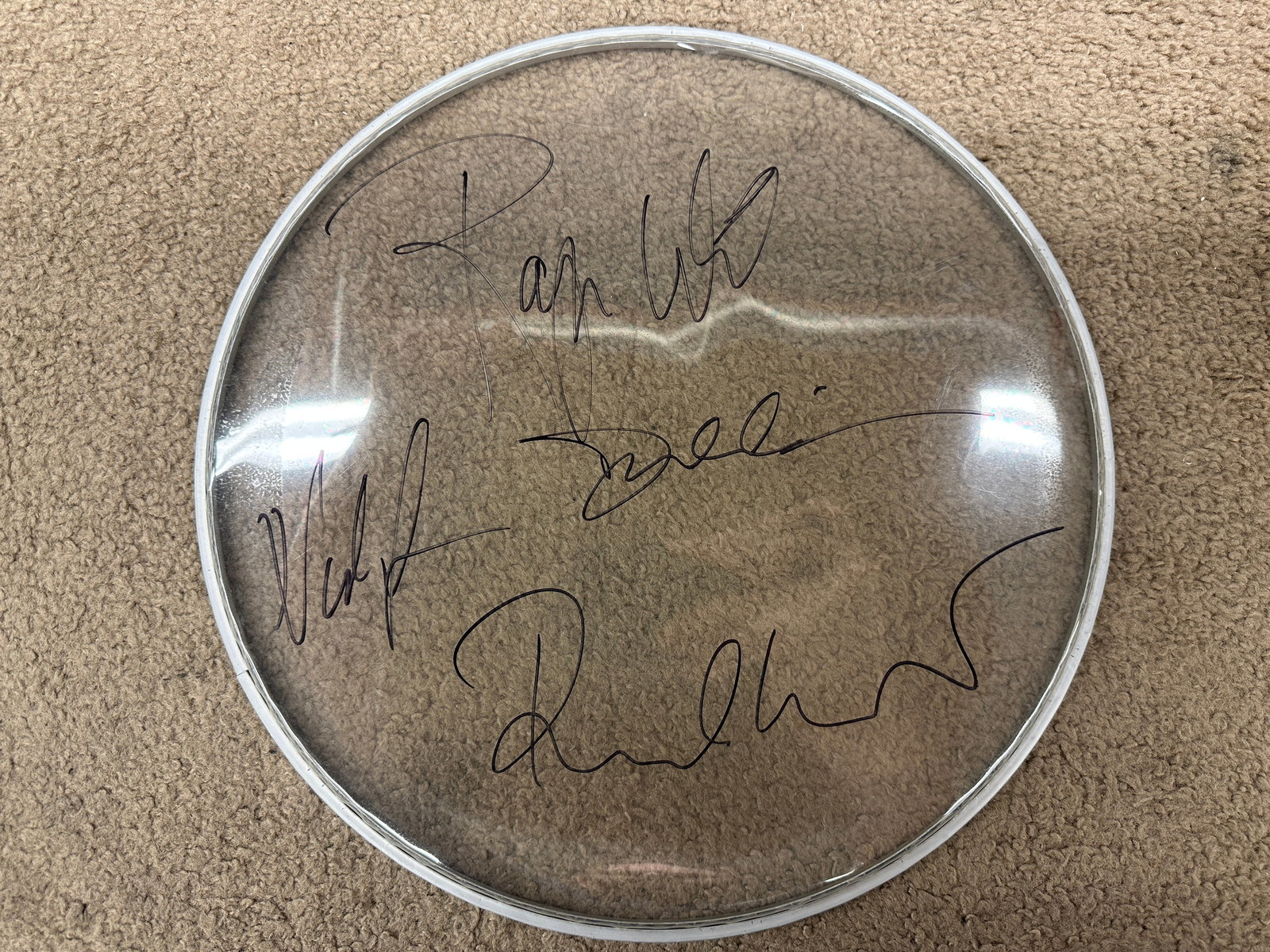 Pink Floyd Autographed Drum Head Signed By All 4 Members (1 of 1)