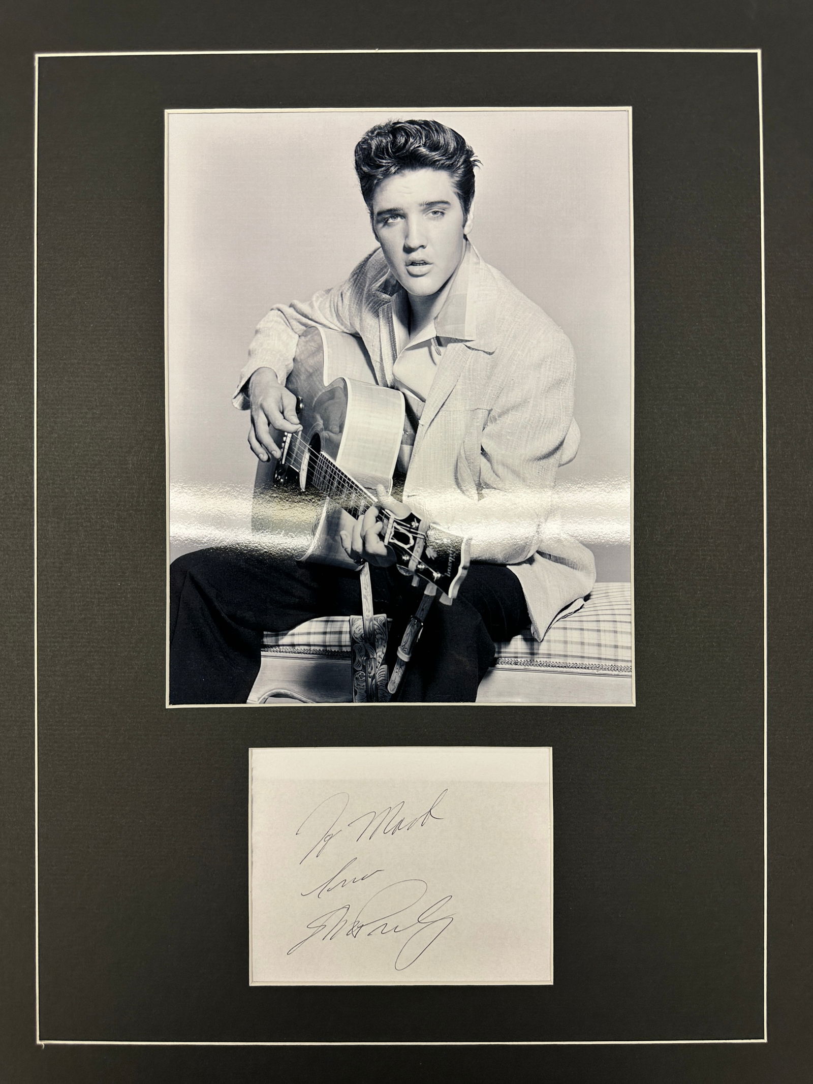 Elvis Presley Autographed Display: Displays are not framed, and can be framed for a cost. Framed items will state they are framed in the name of the item. All signed items come with a COA. All items now come with a 3rd Party COA from P