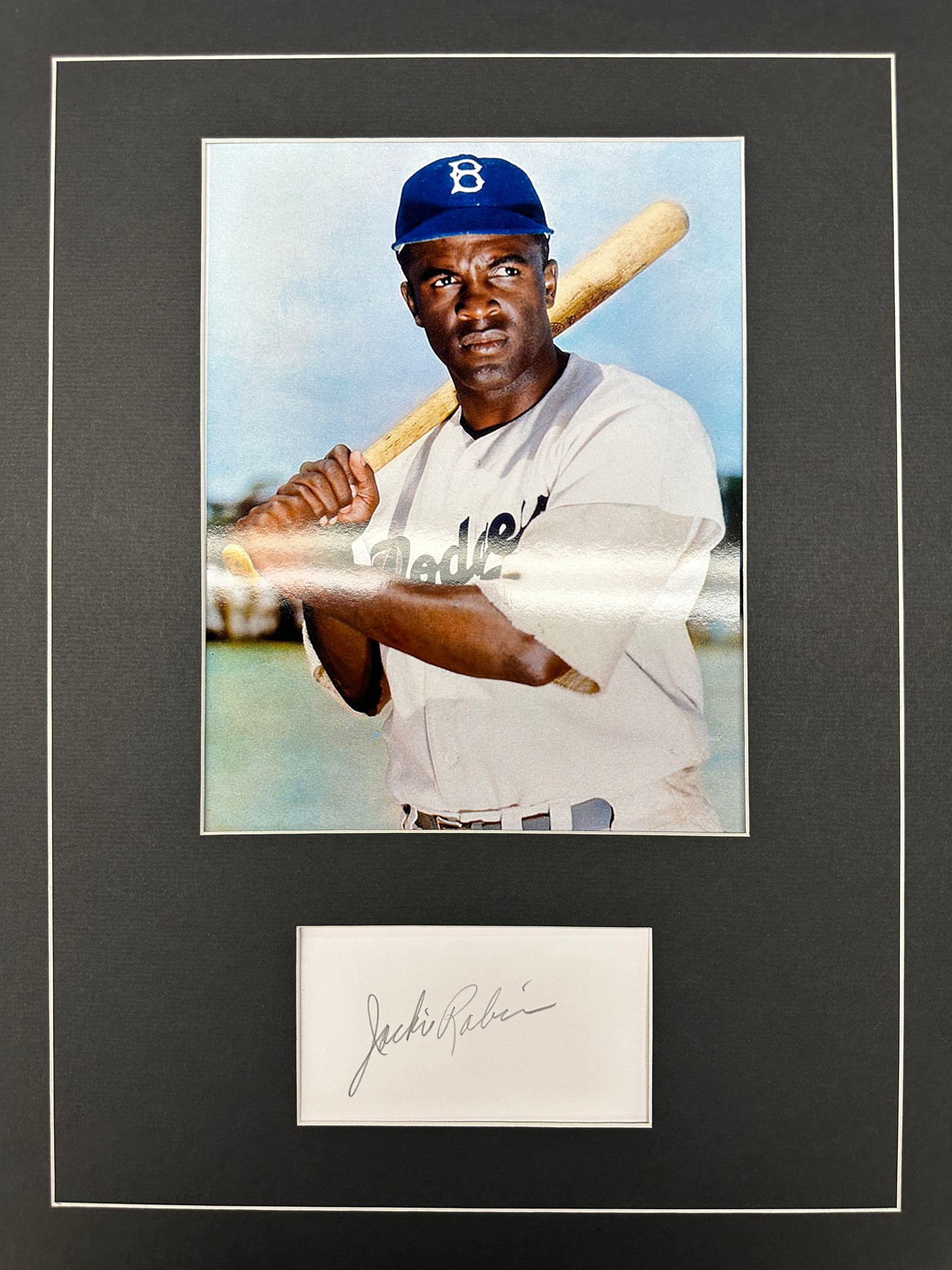 Jackie Robinson Autographed Display: Displays are not framed, and can be framed for a cost. Framed items will state they are framed in the name of the item. All signed items come with a COA. All items now come with a 3rd Party COA from P