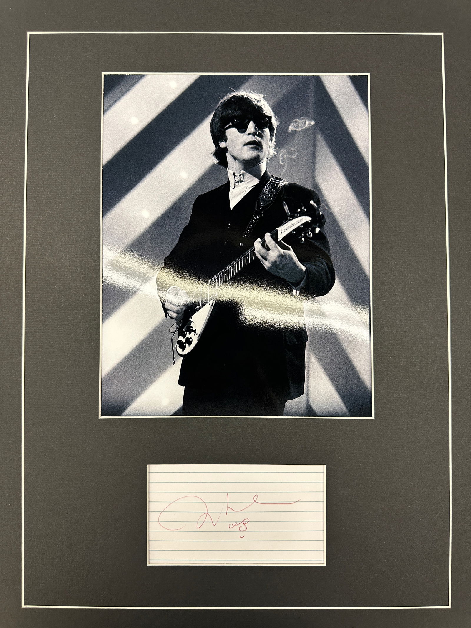 John Lennon Autographed Display: Displays are not framed, and can be framed for a cost. Framed items will state they are framed in the name of the item. All signed items come with a COA. All items now come with a 3rd Party COA from P