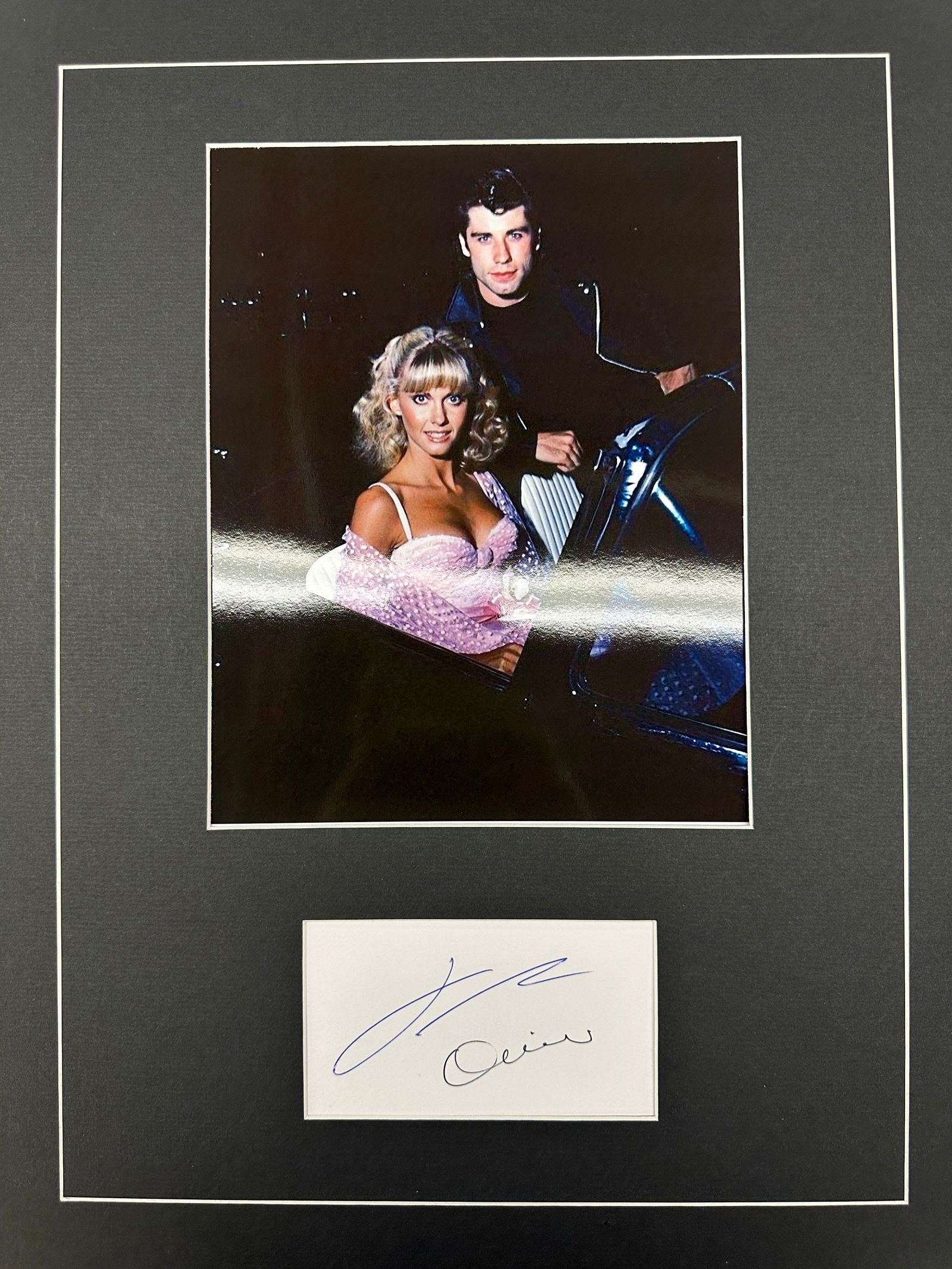 Olivia Newton John And John Travolta Autographed Display (1 of 1)
