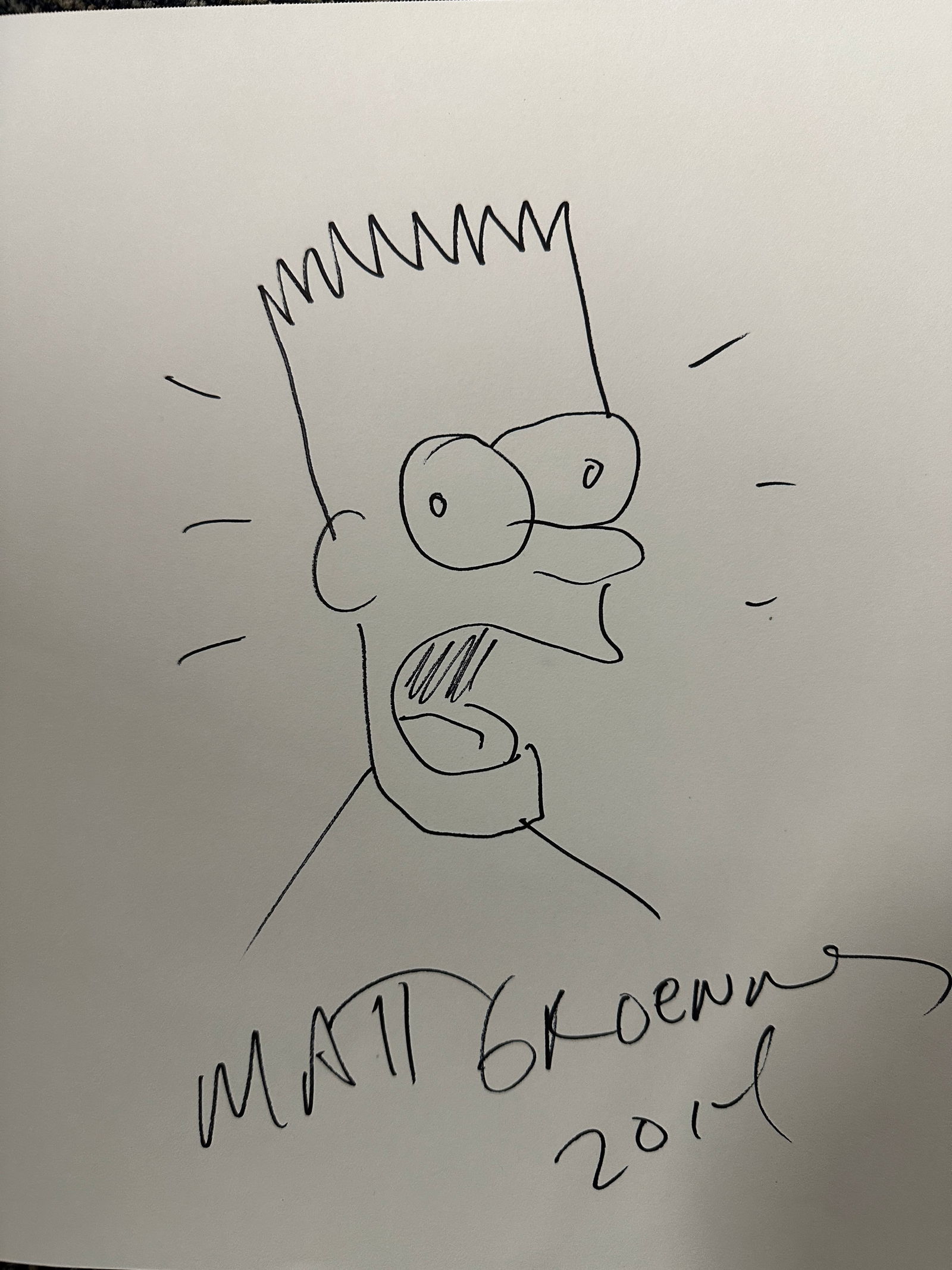 Bart Simpsons Autographed Hand Drawn Sketch Matt Groening (1 of 1)