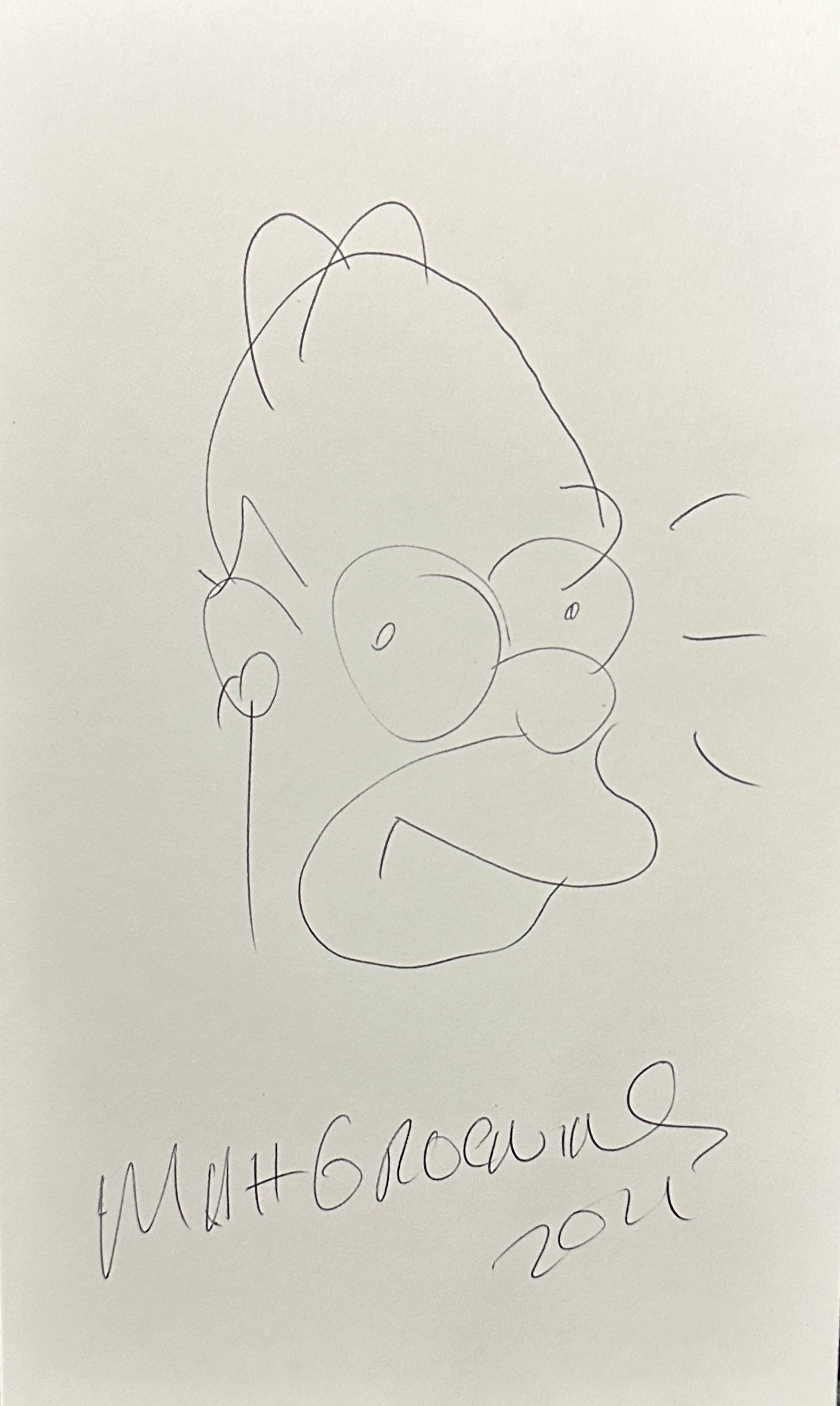 Homer Simpson Hand Drawn Matt Groeing Sketch (1 of 1)