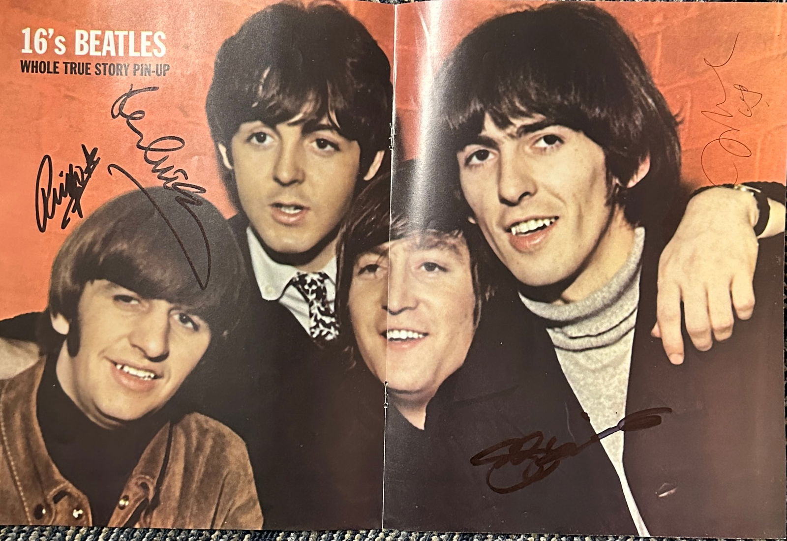 The Beatles Autographed Magazine Insert Page All 4 (1 of 1)